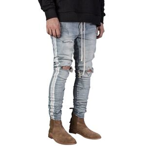 Kollar Distressed Stripe Denim Skinny Jean size 28